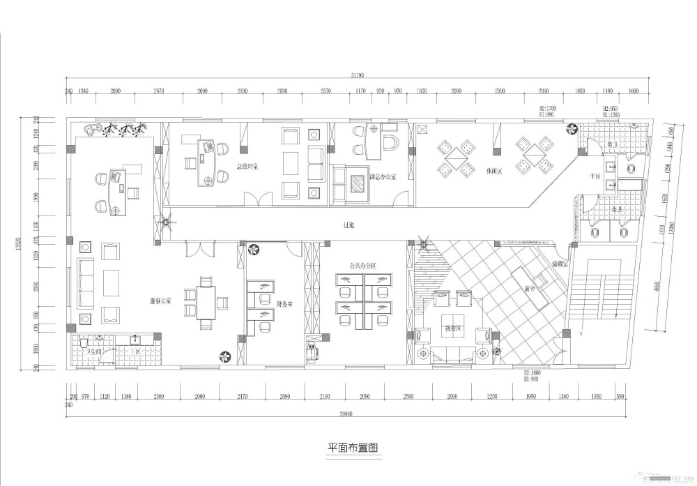 300平方会所式办公室平面方案大家pp