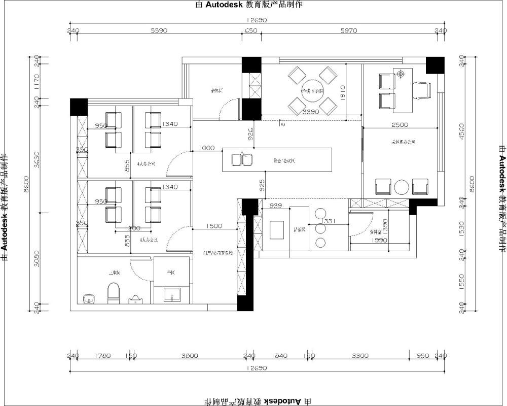 100平的办公室求优化-平面规划-马蹄室内设计论坛