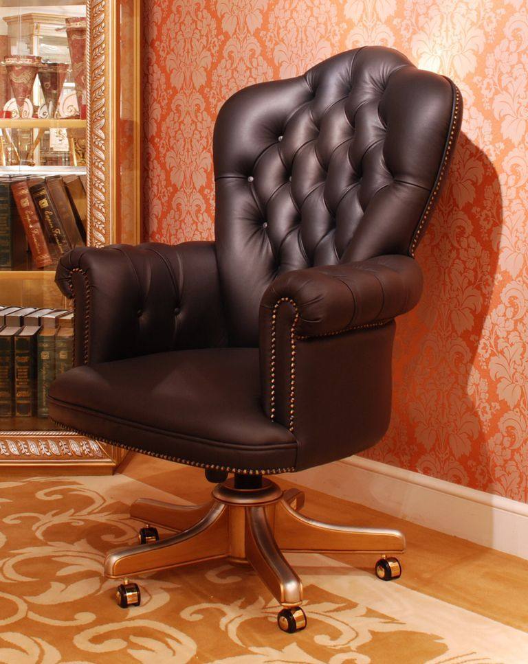 欧式精品家具（细节）_0KE0159 26400书椅 金色 黑皮.jpg