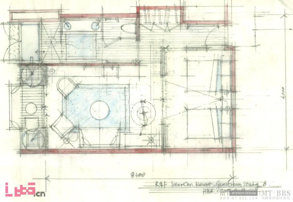 不错的客房手绘平面方案（HBA广东惠州洲际客房研究）_13_56692.jpg
