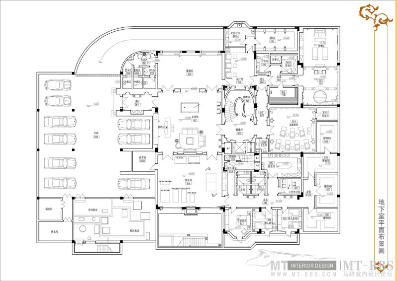 上海全筑--某超豪华别墅全套图纸20080615_4地下室平面布置图.jpg