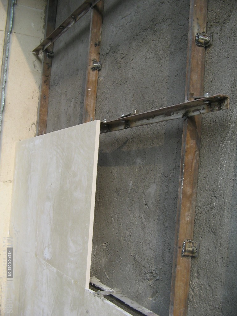 石材干挂施工过程及栏杆扶手预埋_角铁与石材固定1