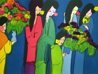 当代油画_丁雄泉版画作品-人比花娇54x73cm  石版画1982  60000.jpg