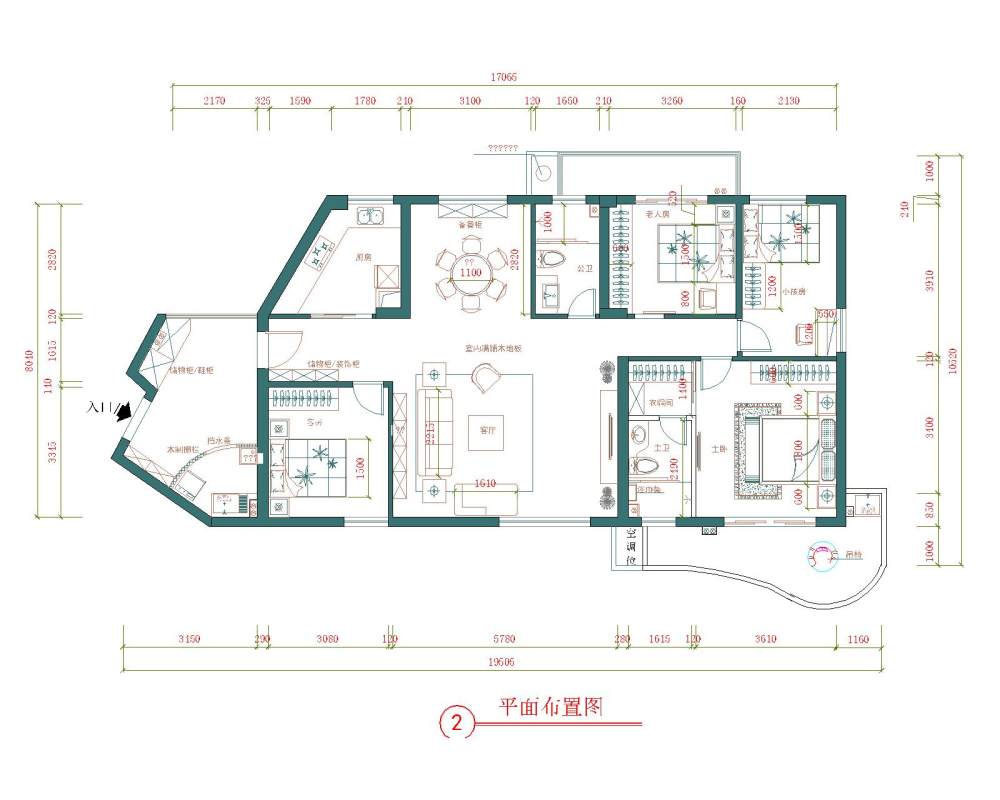 住宅平面图三房。布置好了请指导_布置好的.jpg