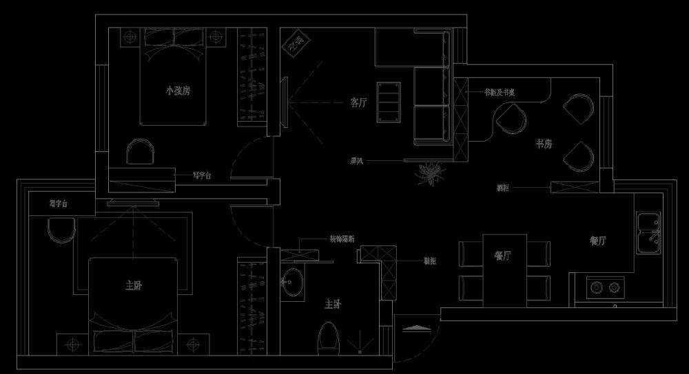 刚作的小户型平面方案望大家给点宝贵意见。_布局图.jpg