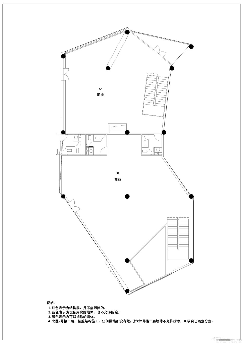 这是一个二层办公空间，请大家给点建议_二层原始建筑图.jpg