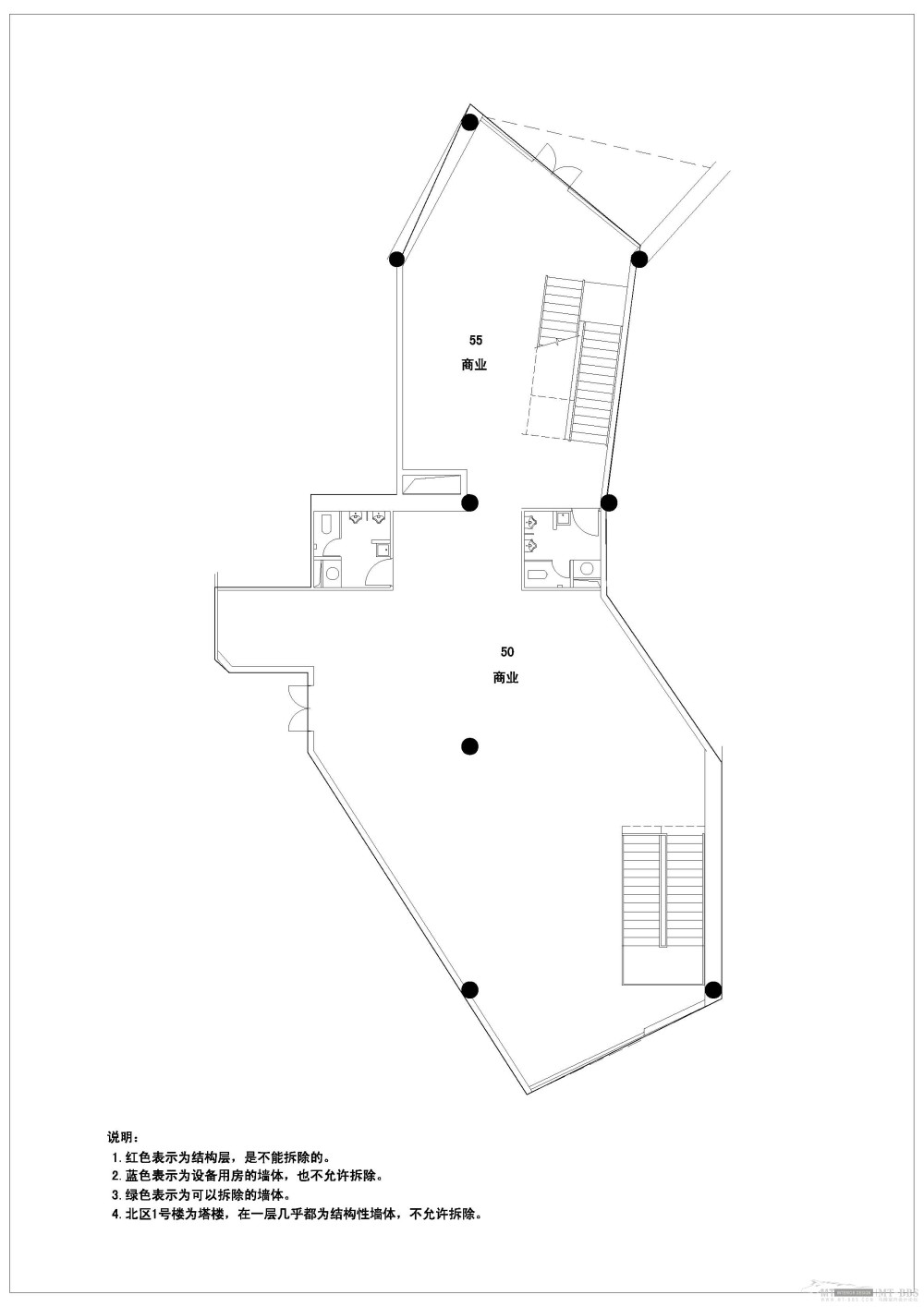 这是一个二层办公空间，请大家给点建议_一层原始建筑图.jpg