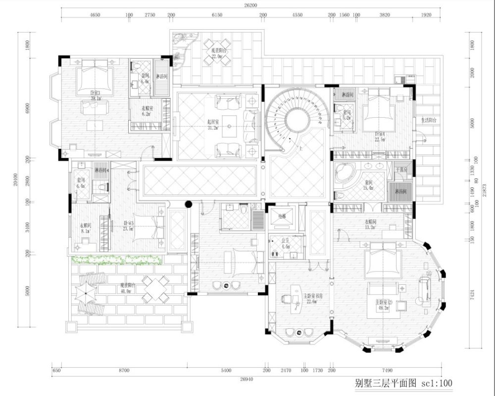 辛苦了几天终于搞好的别墅平面~希望能给我点建议_三层.jpg