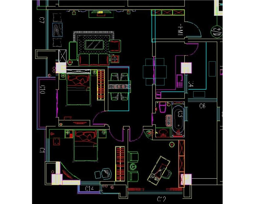 100平米房子的4个方案 小弟不才 大家围观_南宽宾馆20110704-Model.jpg