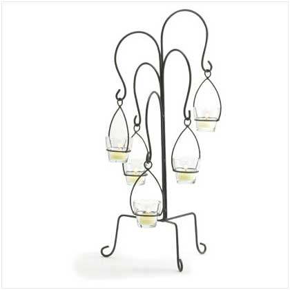 glassware candle holders 烛台摆件_iron votive glass candle holders_iron votive with 5 glass cups.jpg