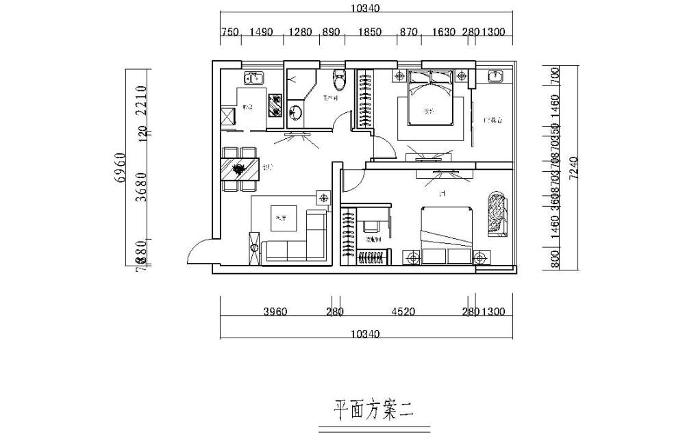 一套小户型的两个方案，请大家拍拍砖，谢了_前花家装-Mode3l.jpg