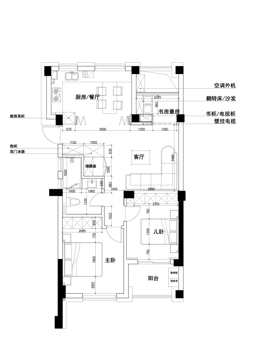 匆忙中一次性通过的方案，自己觉得不是很满意，大虾们给_户型图1-Model副本.jpg