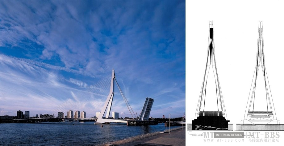 UNStudio (United Network Studio )_Erasmus Bridge, Rotterdam, Netherlands  阿姆斯特丹Erasmus大桥（荷兰，1996）