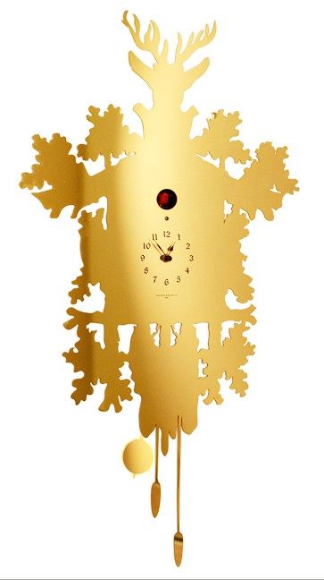 Luxury Life壁钟、时计_Diamantini & Domeniconi Cucu Clock Gold镜面 咕咕镜，Pascal Tarabay(it)设计.jpg