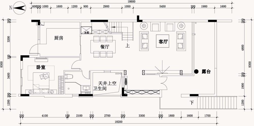 新做的联排别墅方案，真诚请各位老师同仁指点。_联排别墅一层.jpg