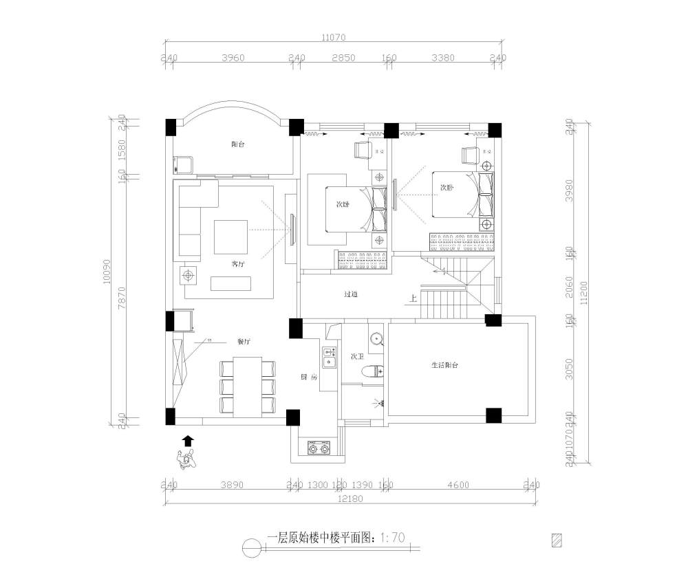 新手，希望高手指点怎么布置才合理！内有原始平面_1一层平面布置.jpg