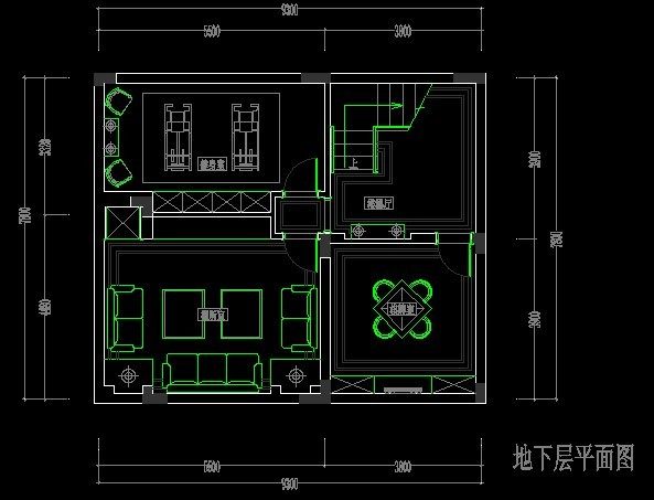 花了两天时间布置了一套边套排屋。时间太紧，方案有许多地方要完善。望批评！_地下层平面布置图.jpg