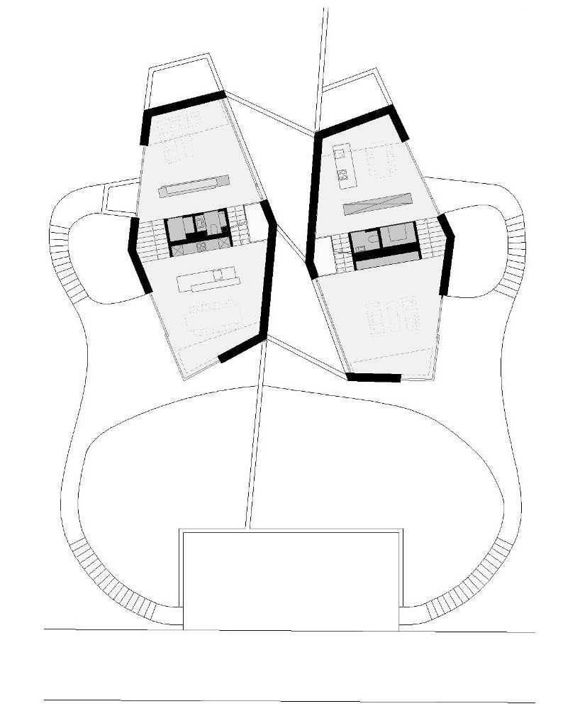 瑞士two single-occupancy detached houses_平面图 / level 0