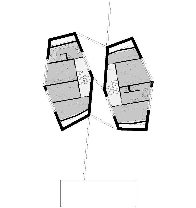 瑞士two single-occupancy detached houses_平面图 / level +1