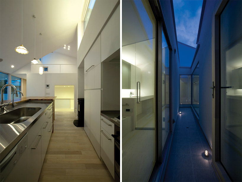 ON design partners:日本,长野 松本住宅_(左) 厨房 (右) 天井走廊
