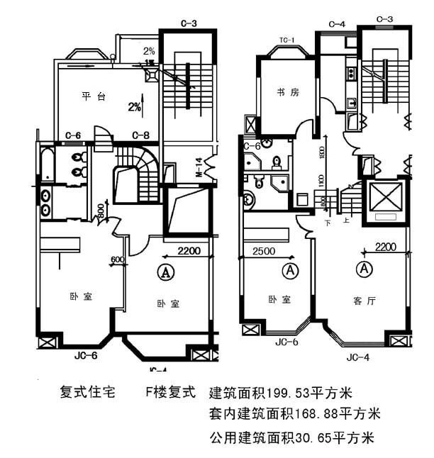 100个住宅经典户型平面图_2-3left.jpg