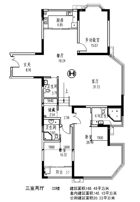 100个住宅经典户型平面图_sanjian01.jpg