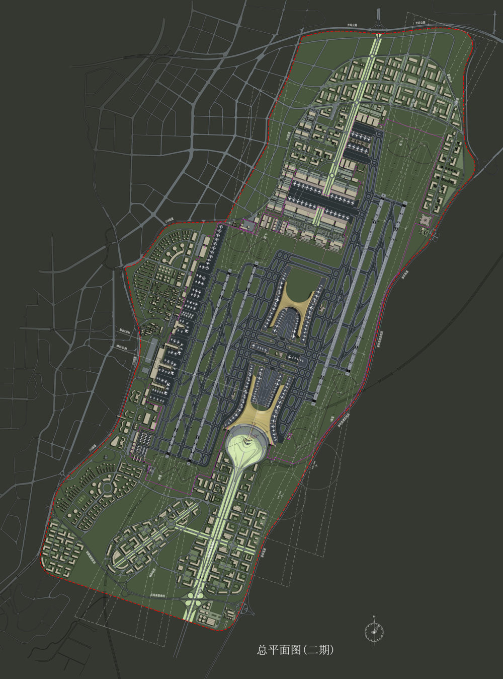 重庆江北国际机场规划设计_方案1二期总图正北.jpg