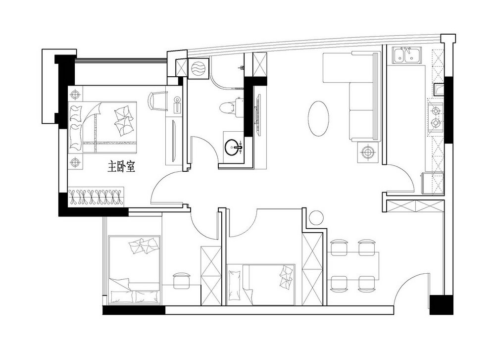 80方两房改三房，真心求教（出合理方案并上传CAD赏50DB？）_户型图.jpg