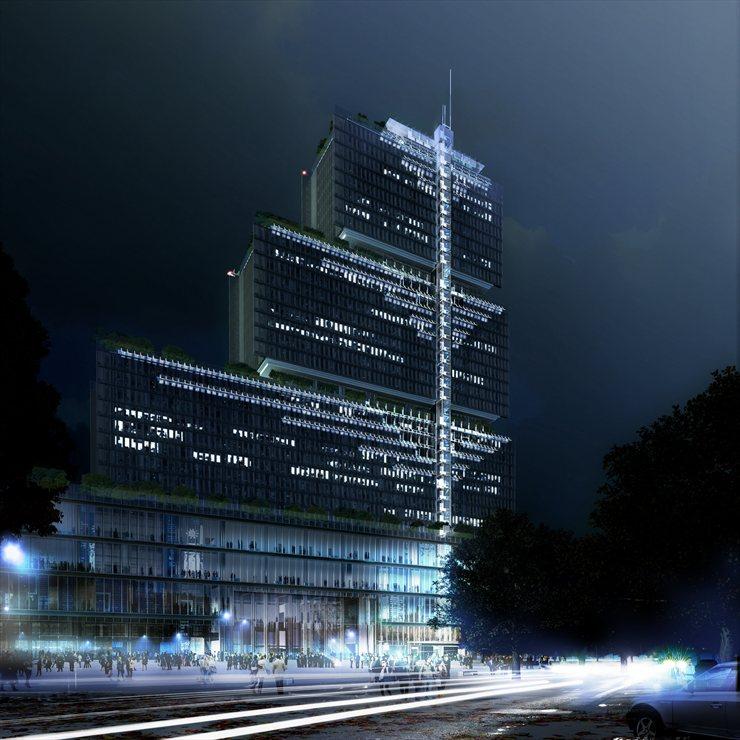 法国巴黎司法院 Le Futur Palais de Justice de Paris /Renzo Piano_Vue de nuit.jpg