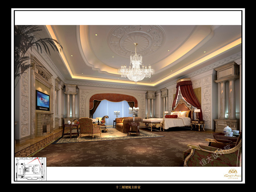 金螳螂--上海恒大威尼斯酒店(5星级)效果图2012_42十二层总统主卧室.JPG