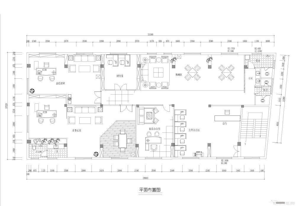 300平方会所式办公室平面方案，大家pp_方案2.jpg