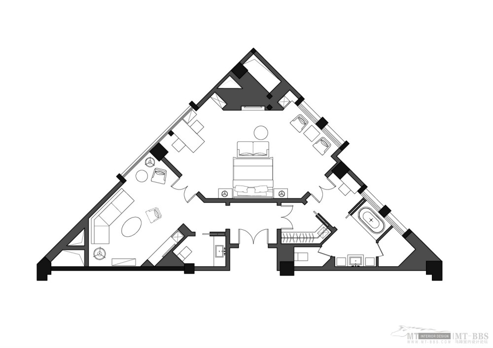 酒店三角形的房型，很纠结，大家交流交流，_套房平面图.jpg