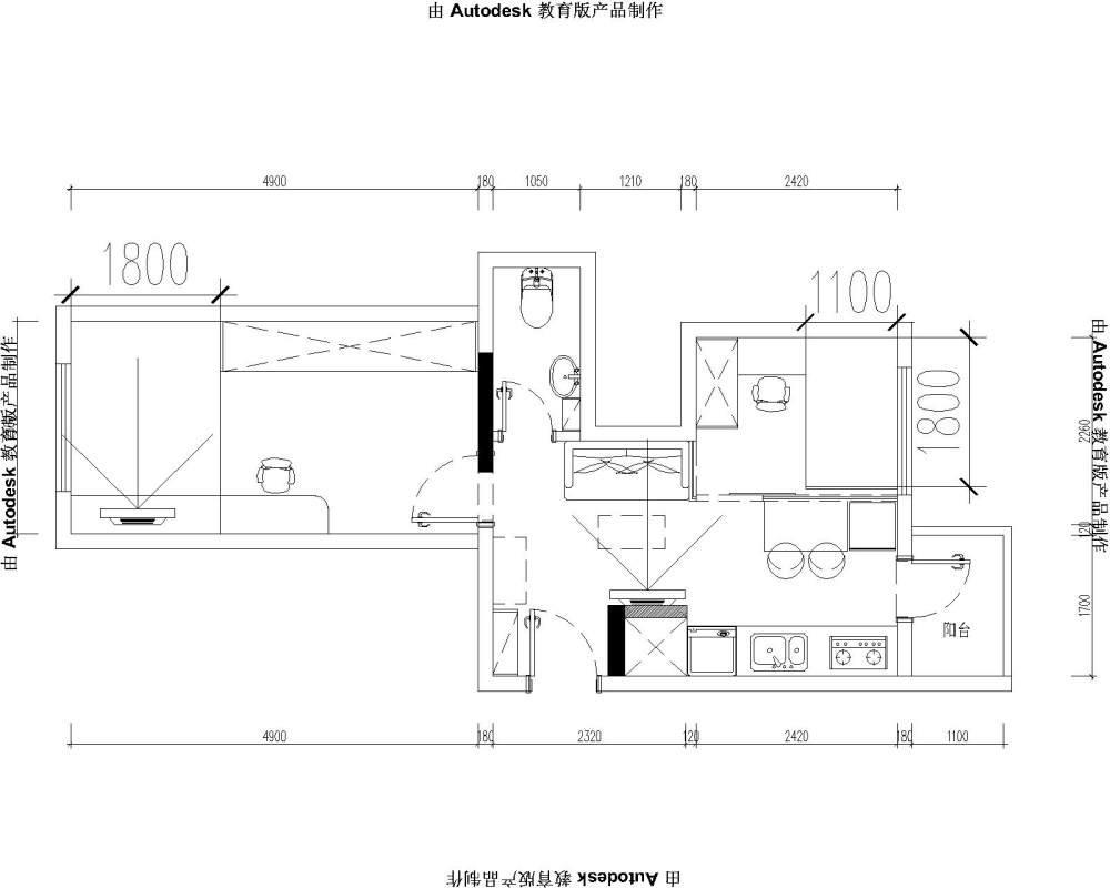 32平方米（2房1厅1卫）求高手指教_小户型-Model.jpg