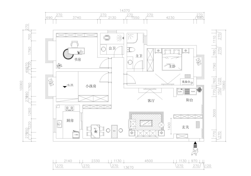 一进门就是阳台！！各位看看能怎么修改啊？？_永泰家园平面图-Model.jpg