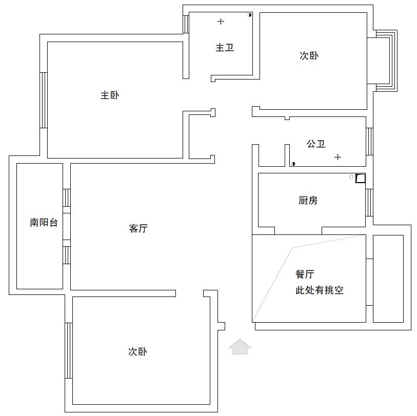 自己是新手做了两个方案 不满意 求高人指导有新意的方案！_原始平面图.jpg