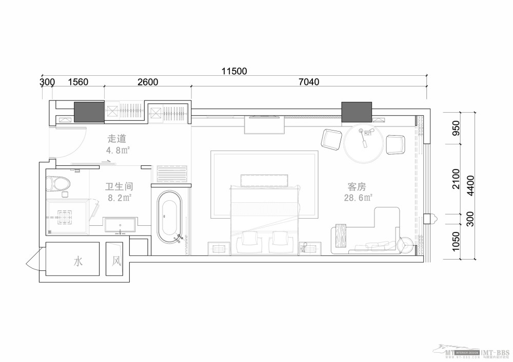 鼠绘记录成长过程--平面方案--（不断更新）_酒店大床房-Model副本.jpg