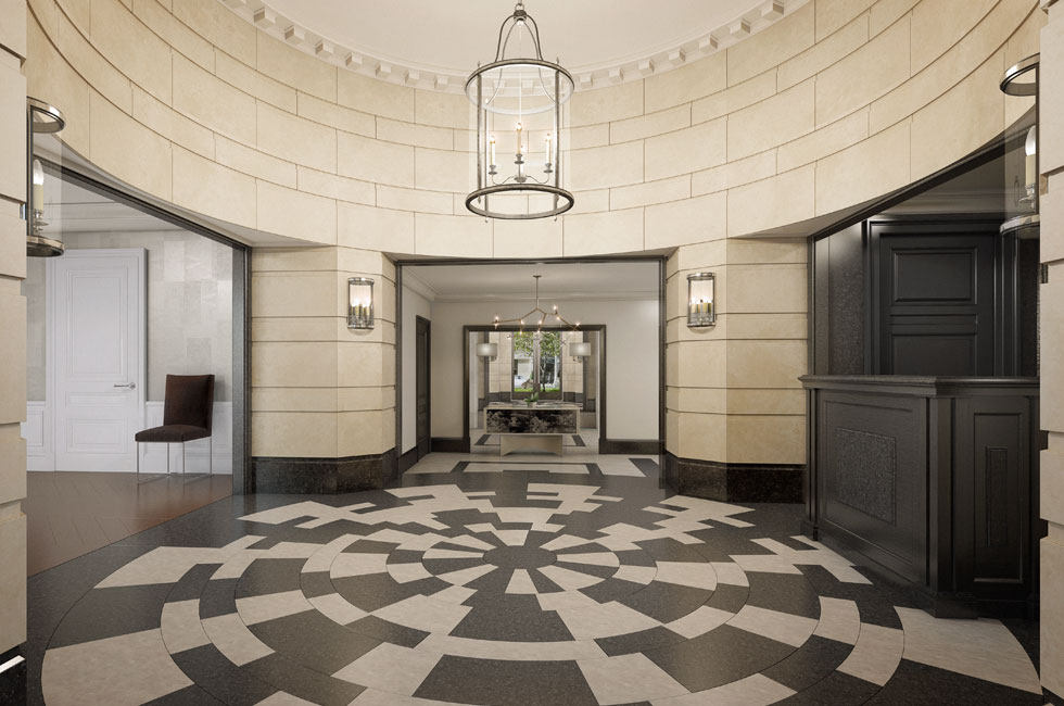 纽约530 Park Avenue / William T. Georgis Architect_Grand double-height limestone entrance rotunda.jpg