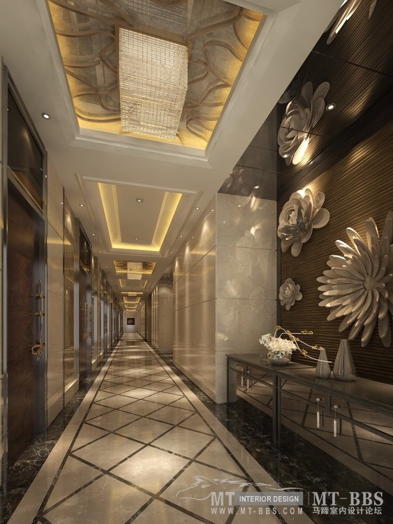 酒店的部分空间效果图（附模型，材质）_走廊.jpg