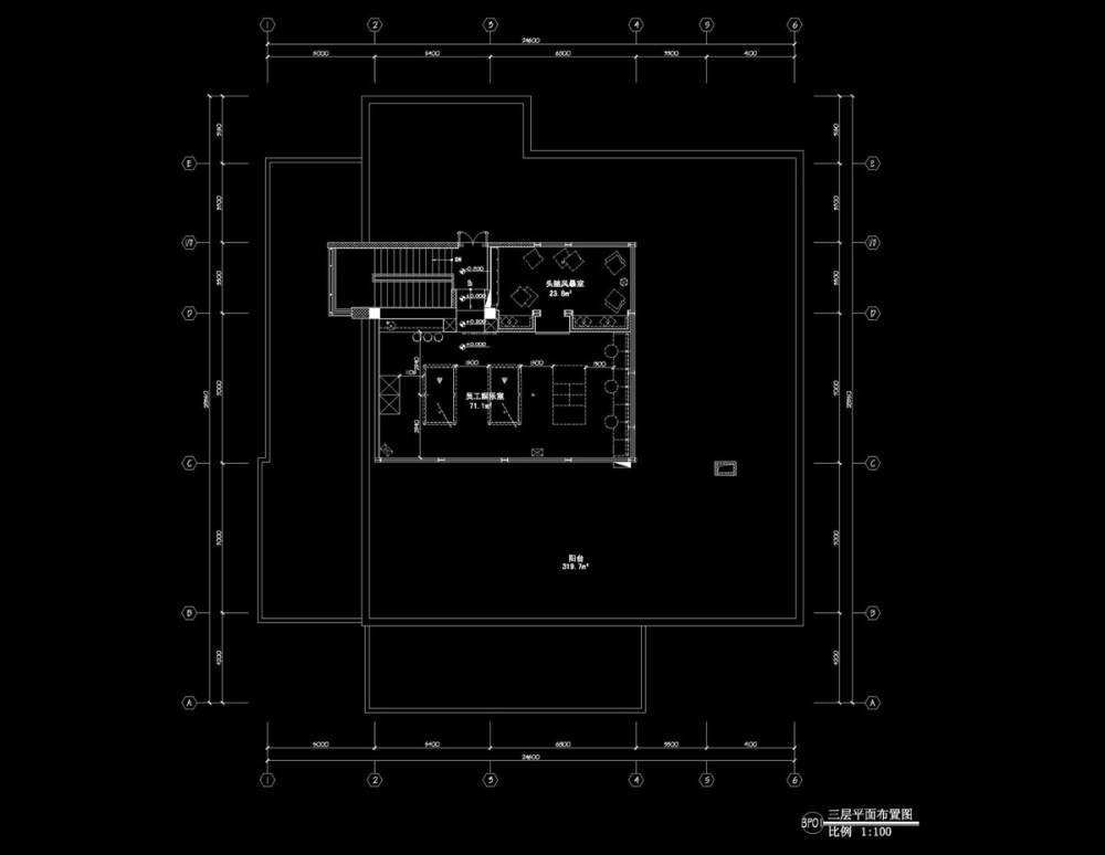 2010年万科地产（重庆）办公楼室内设计方案及完工照片_14三层平面图.jpg