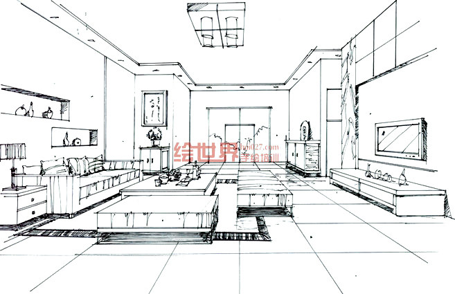 收集室内客厅手绘线稿_收集室内客厅手绘线稿
