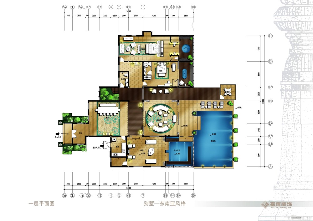 攀枝花红格温泉度假酒店_025别墅东南亚风格一层平面图.jpg