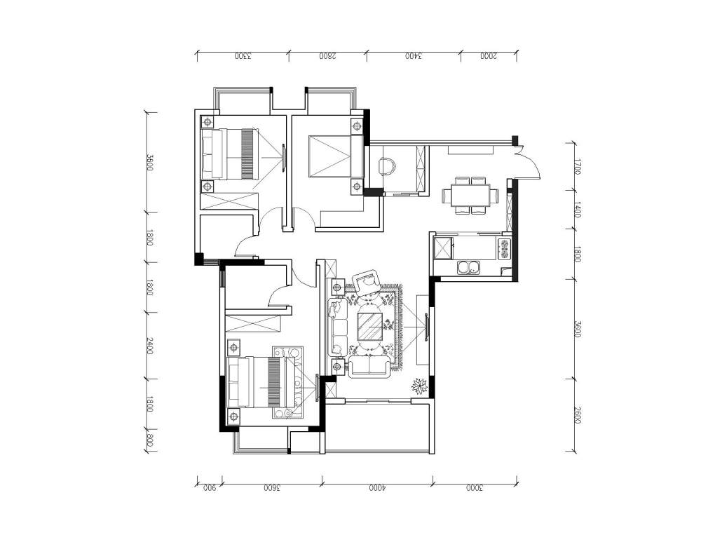 求帮助...115m2的三房两室双卫的布局，让我纠结户型…_平面布置图2.jpg