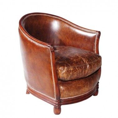 经典的家具CASA PAGODA_Deco tub chair - vintage leather cigar with logo.jpg