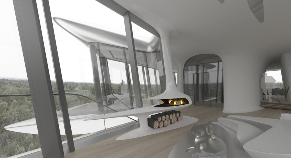 Naomi Campbell’s New Home In Rublyovka-莫斯科_10-Contemporary-fireplace.jpg