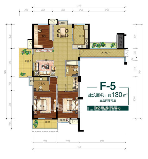 刚构思的一个130平方米公寓方案，求P。_10216233_993417.jpg
