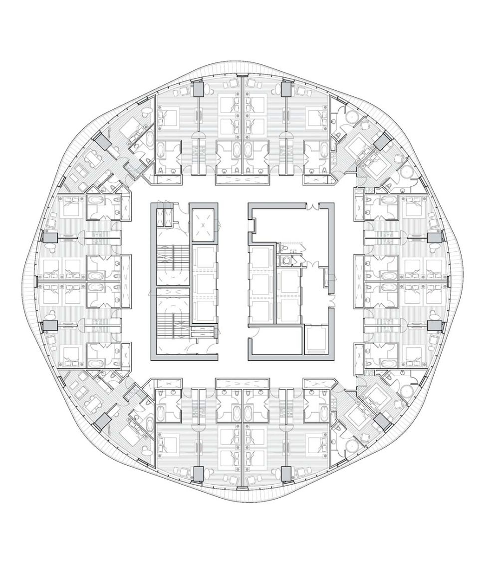 澳门Hard Rock酒店 Hard Rock Hotel Macau_City of Dreams - Plans 11 - Hard Rock Hotel Typical Floor Plan with bedroom layo.jpg