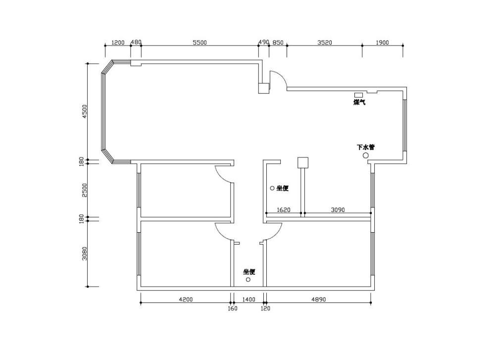 一普通户型的平面，怎么改怎么觉得不舒服，求指点_Drawing1-Model１0000.jpg