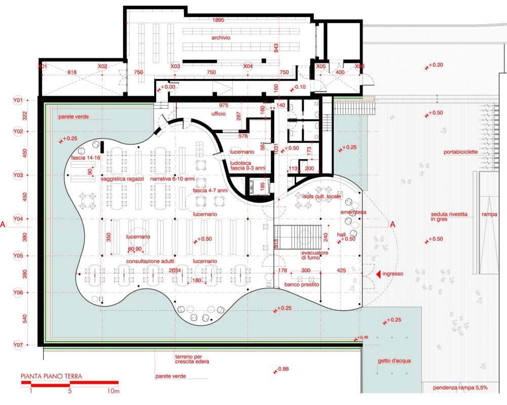 意大利马拉内罗图书馆/安德烈·马菲建筑师事务所_piano_terra_maranello1.png