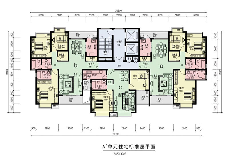 东莞新世纪明上居（带鸟瞰图，彩平，户型图）_A1房型平面.jpg