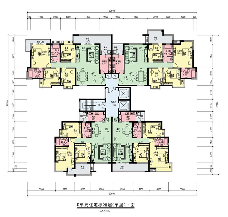 东莞新世纪明上居（带鸟瞰图，彩平，户型图）_D单元房型单层平面.jpg